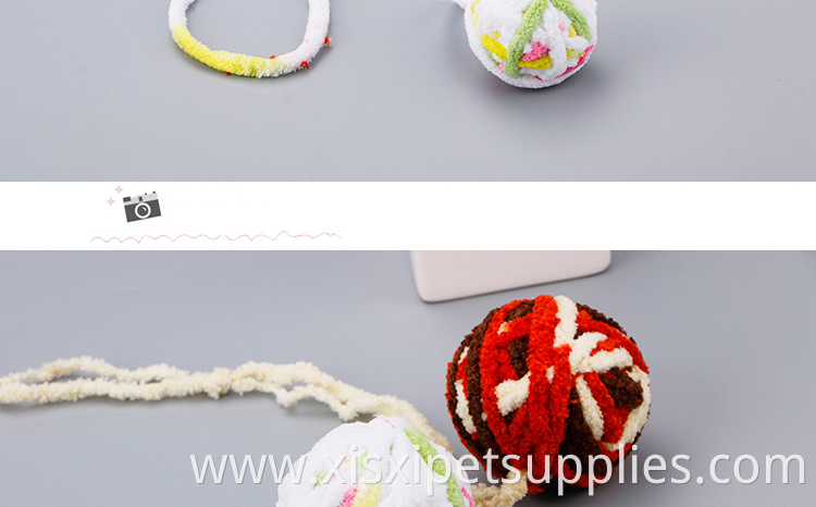 long tail woolen yarn cat ball toys sounding interactive funny play kitten ball toys